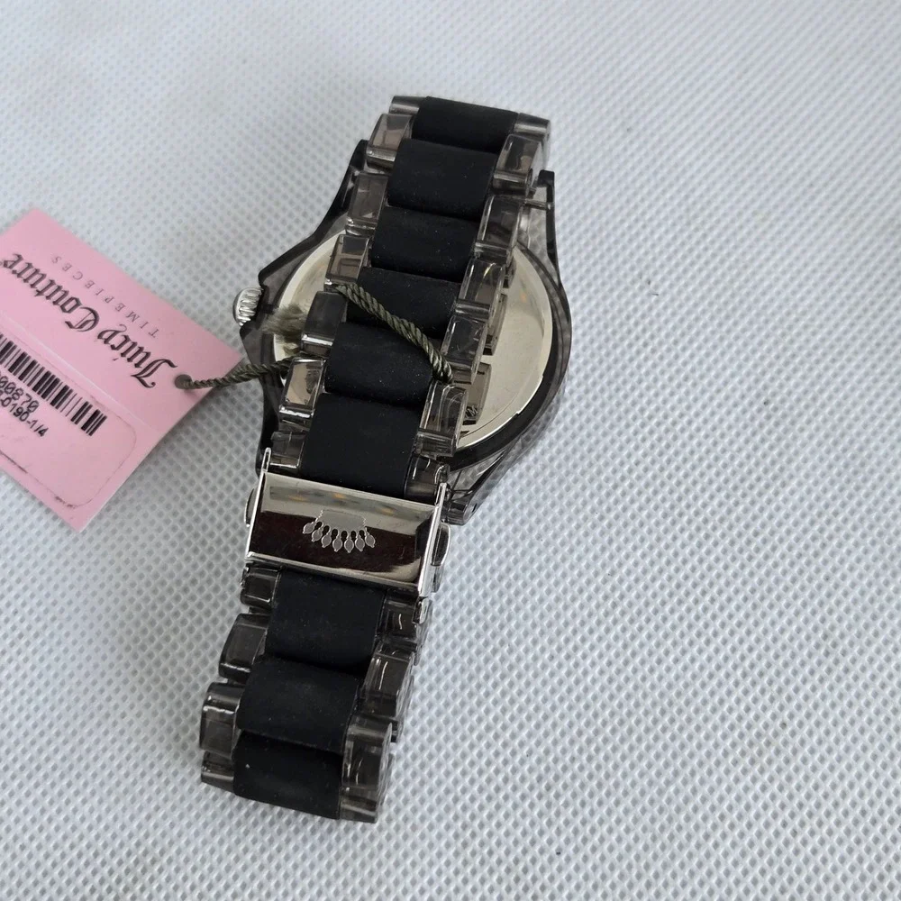 Juicy Couture Womens Rich Watch 1900870 Black Clear Link Band NWT 6.5